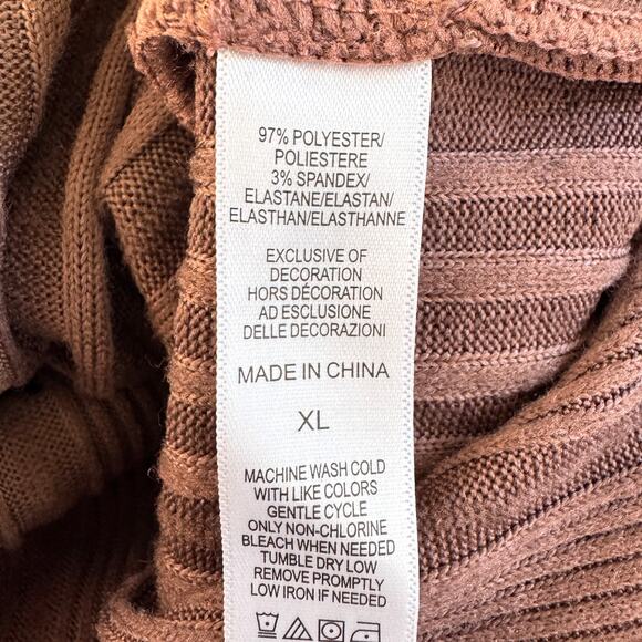 Cuddl Duds Womens Ribbed Knit Long Sleeve Button Top Size XL Neutral Comfy Brown - Picture 5 of 7